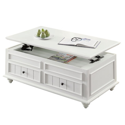 Table basse blanche avec plateau relevable Manti