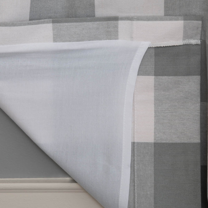 Treve 100% Cotton Room Darkening Buffalo Checkered Curtain Panel with Rod Pocket Top and included hook clips , 50" W x 63" L