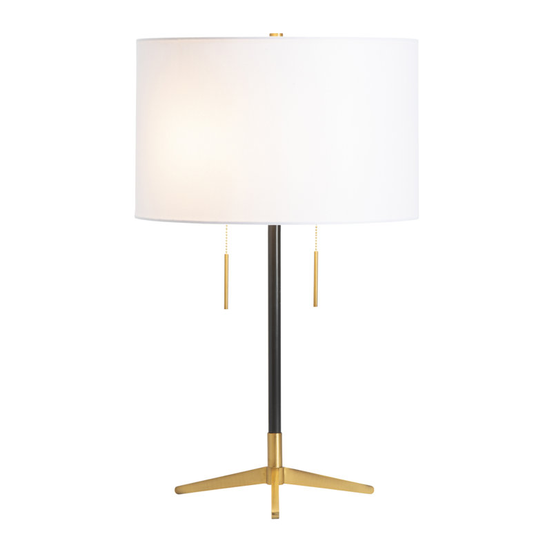 26.5" Metal Table Lamp With White Shade