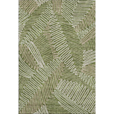Premium Machine Washable Prisco Olive Rug