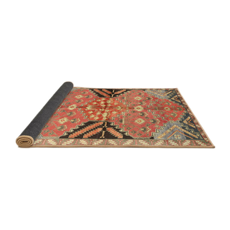 Tapis beige/vert/rouge traditionnel Darabont, Carré 4 pi