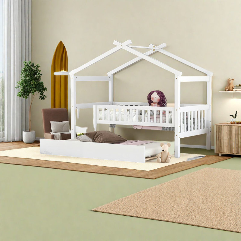 Lits simples en bois peu encombrants avec lit gigogne, conception de maison moderne