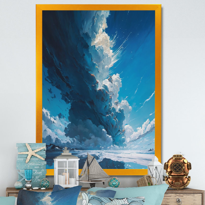 Nuage dans le ciel, reproduction d'art sur toile, H 20 po x l 12 po x P 1 po, Impression dorée sur toile encadrée