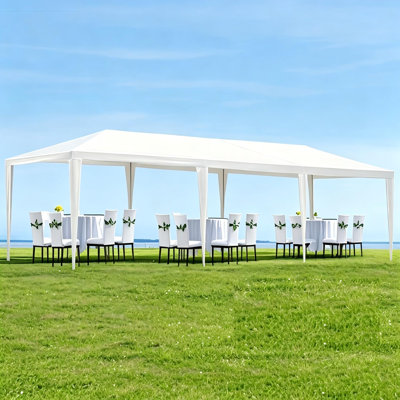 Outdoor Steel Frame Party Gazebo Canopy Tent, 3x6m / 3x9m Waterproof PE Shelter Fits 20-30 Guests for Wedding Backyard BBQ Events