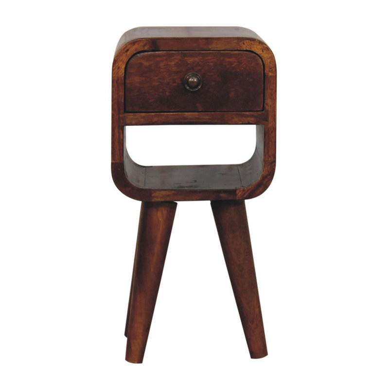 Extra Mini Oak-Ish Curve Lower Bedside, Brown