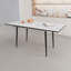 Ensemble de table de salle à manger et de chaise de 47 à 63 po en bois aggloméré moderne extensible de 47 à 63 po, pouvant accueillir 2 à 6 personnes, table de salle à manger blanche et chaise de salle à manger moderne vert clair, base en métal et chaise en lin