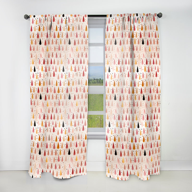 Motif de petits triangles en rose clair I - Rideau obscurcissant géométrique abstrait - 1 panneau, L 52 po x L 84 po