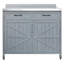Îlot de cuisine 39,4 po avec plateau en acier inoxydable, armoire de rangement avec un grand tiroir, tablettes réglables, tablettes de rangement internes et 4 roulettes pour la préparation de pizzas, gris-bleu