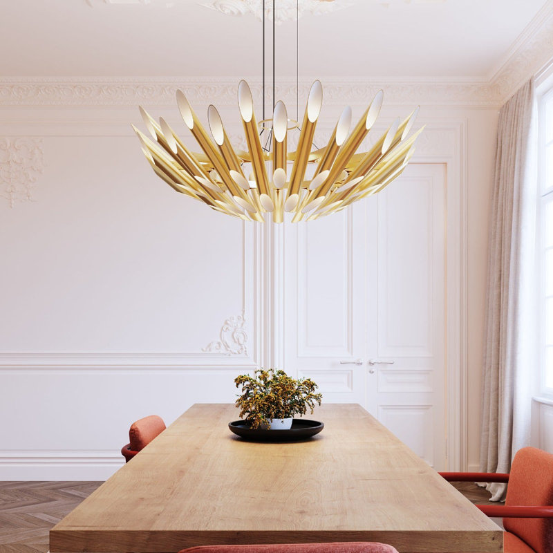 Chimes 60 - Light LED Chandelier, Satin Brass
