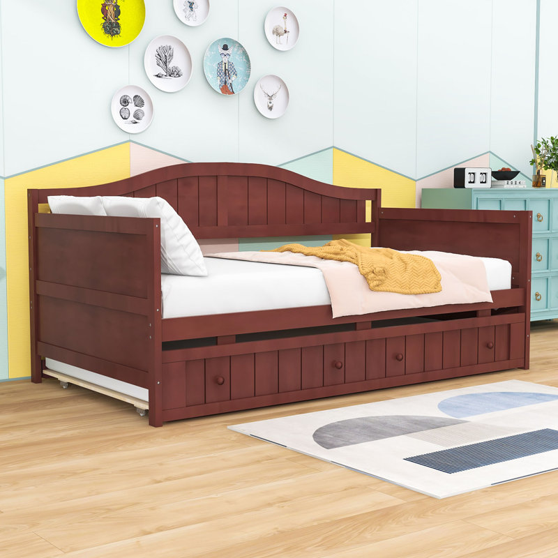 Twin Size Wood Daybed with Twin Trundle, Espresso