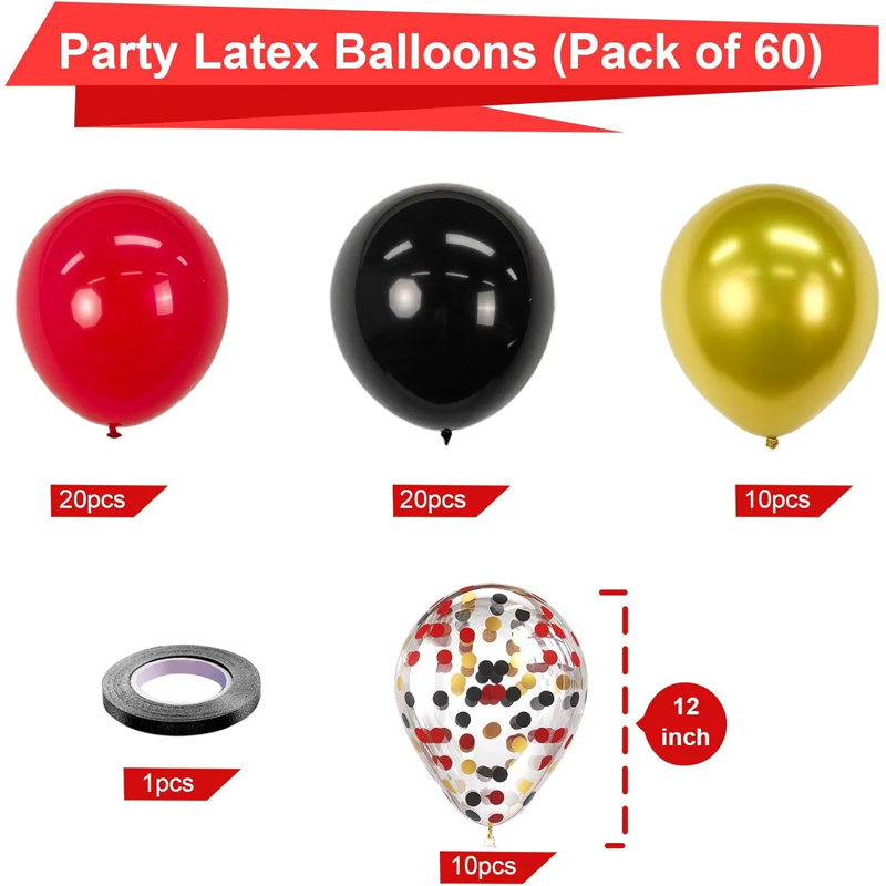 Ensemble de 60 ballons de 60 pouces avec confettis de couleur mélangée et ruban bonus pour Noël, anniversaire, remise des diplômes, décorations de fête de la Saint-Valentin