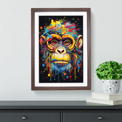 Monkey Abstract - Single Picture Frame Print on Wood