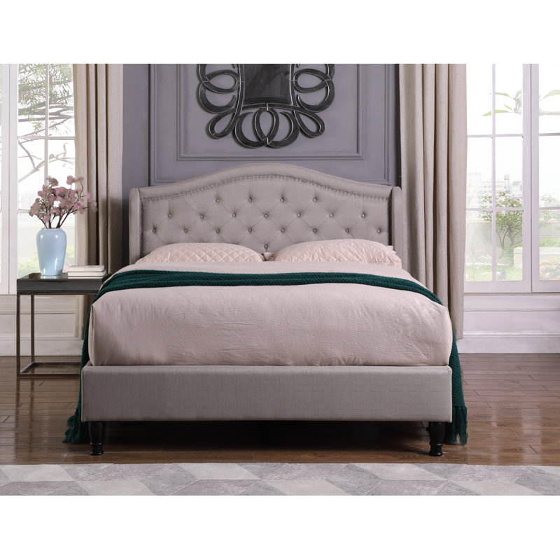 Kinsman Upholstered Wingback Bed, Gray, Full