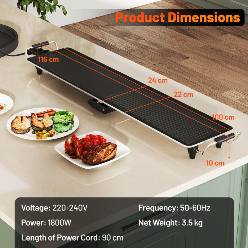 Luch 116cm W x 24cm D Portable Indoor/Outdoor Use 01 - Burner Countertop Electric Grill