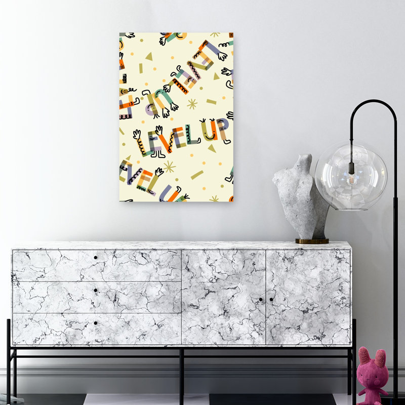 Playful Level Up Abstract Colorful Playful Wall Art Print 1 Piece Wrapped Canvas Wall Art, 91.44cm H x 60.96cm W