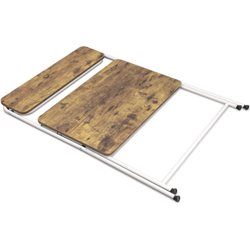 Ishbel Metal Base Writing Desk, Rustic Brown/White