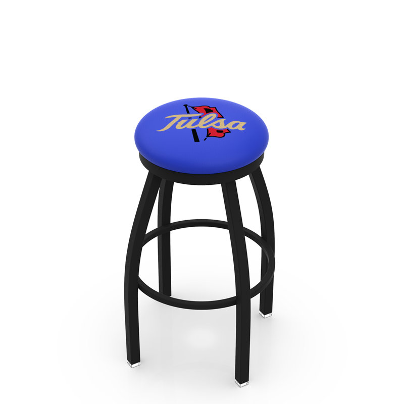 NCAA Swivel 25" Counter Stool, Black Wrinkle, University of Tulsa
