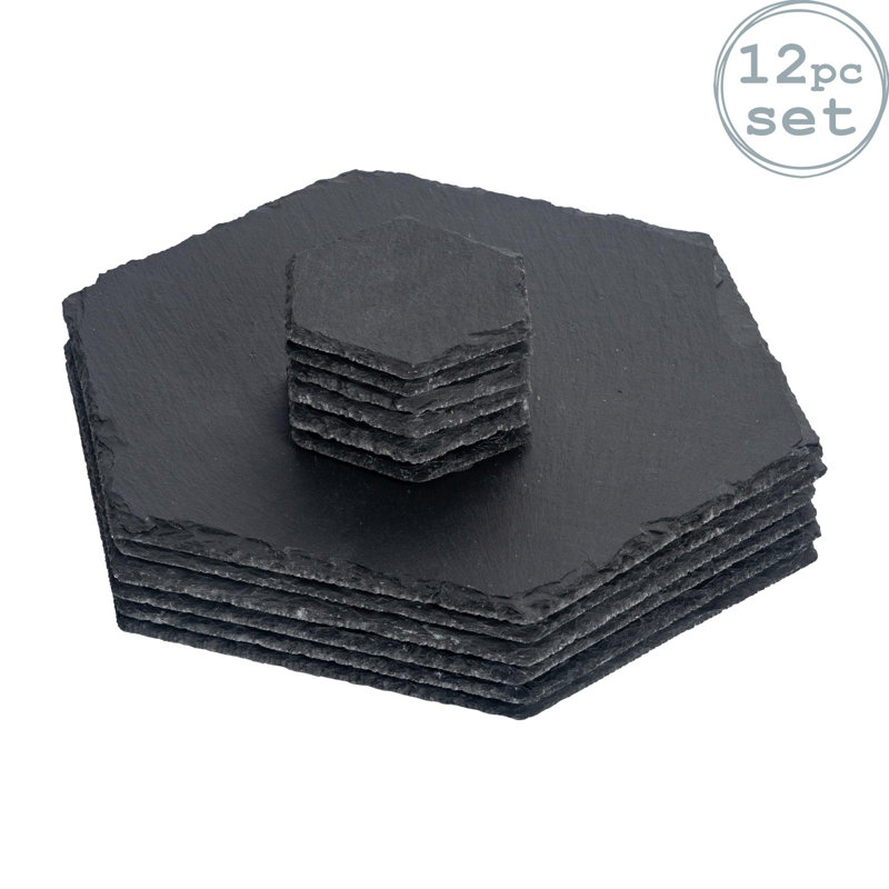Argon Tableware - Hexagon Slate Placemats & Coasters Set