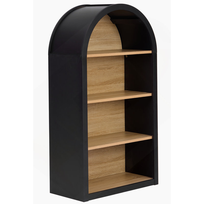 4-Tier Black Arched Bookshelf, 43" Tall Arched Bookcase With Storage Shelves