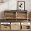 Banc de rangement pour chaussures 39,4 po avec siège rembourré et 2 tiroirs rabattables-164263339