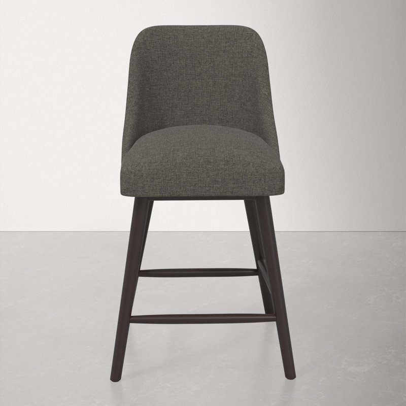 Tabouret Gallie, Espresso, Tabouret de comptoir (siège d'une hauteur de 27 p, Lin texturé gris anthracite