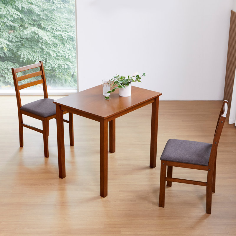 Venerica 3-Piece Modern Dining Table Set, Wooden Kitchen Table Chair Set For Two, Brown