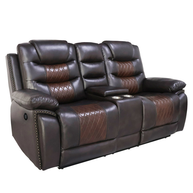 Causeuse en simili cuir 74,4 po Riek, Électrique - Bouton-poussoir