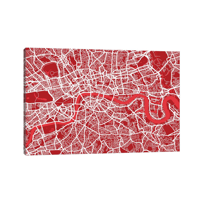 London Map III by Michael Tompsett - Wrapped Canvas Painting, 20.32cm H x 30.48cm W x 1.905cm D