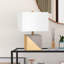 Grande lampe de table en béton à extrémités dorées 18,5 po avec abat-jour en tissu or et béton / blanc Severin