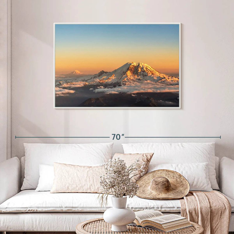Winter Cascade Range, Floating Frame White, 43" X 29"