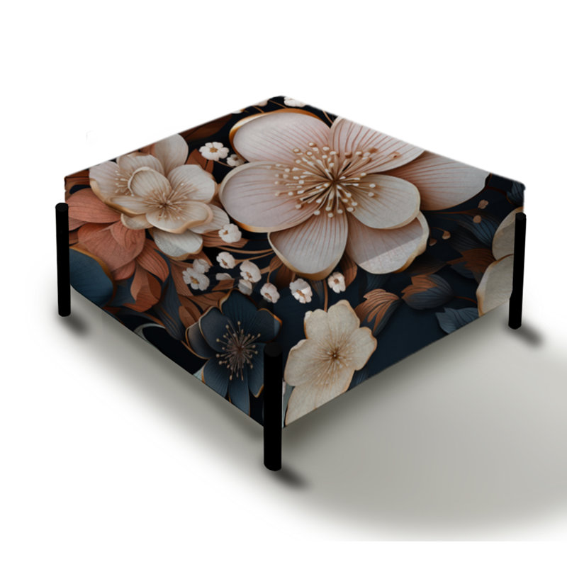 Mystic Pink Floral Splendor - Grand repose-pieds carré floral