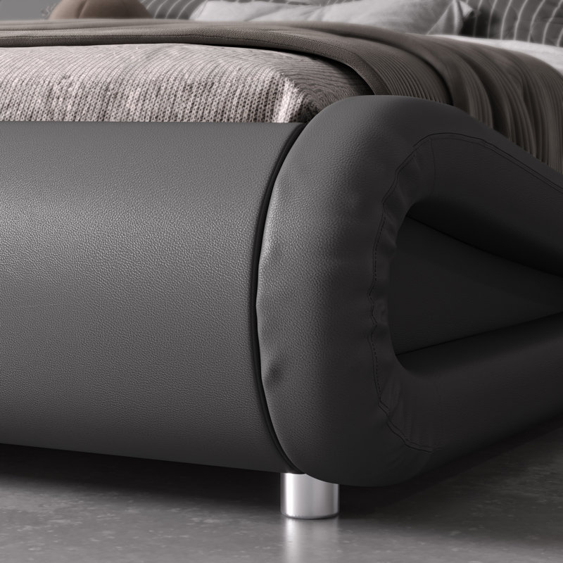 Charlesten Vegan Leather Metal Platform Bed