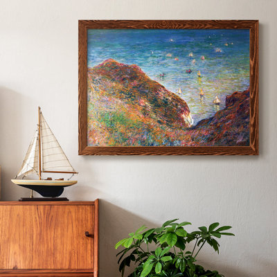 Sur les falaises de Pour Ville, beau temps par Monet - Toile tendue avec châssis rustique