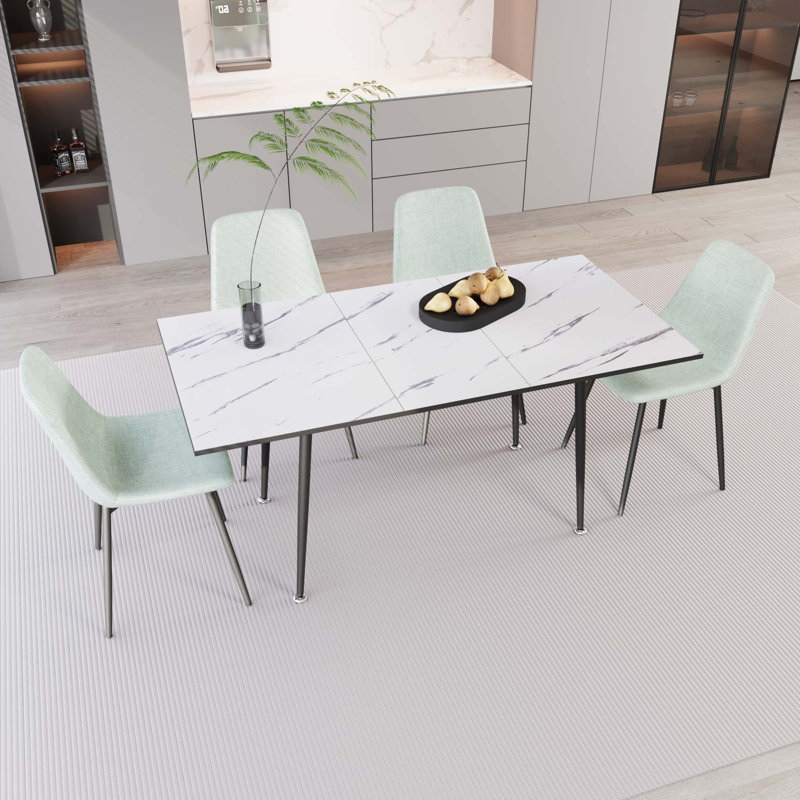 Ensemble de table de salle à manger moderne 47 "à 63" avec ensemble de chaises et table de salle à manger moderne 4 pièces