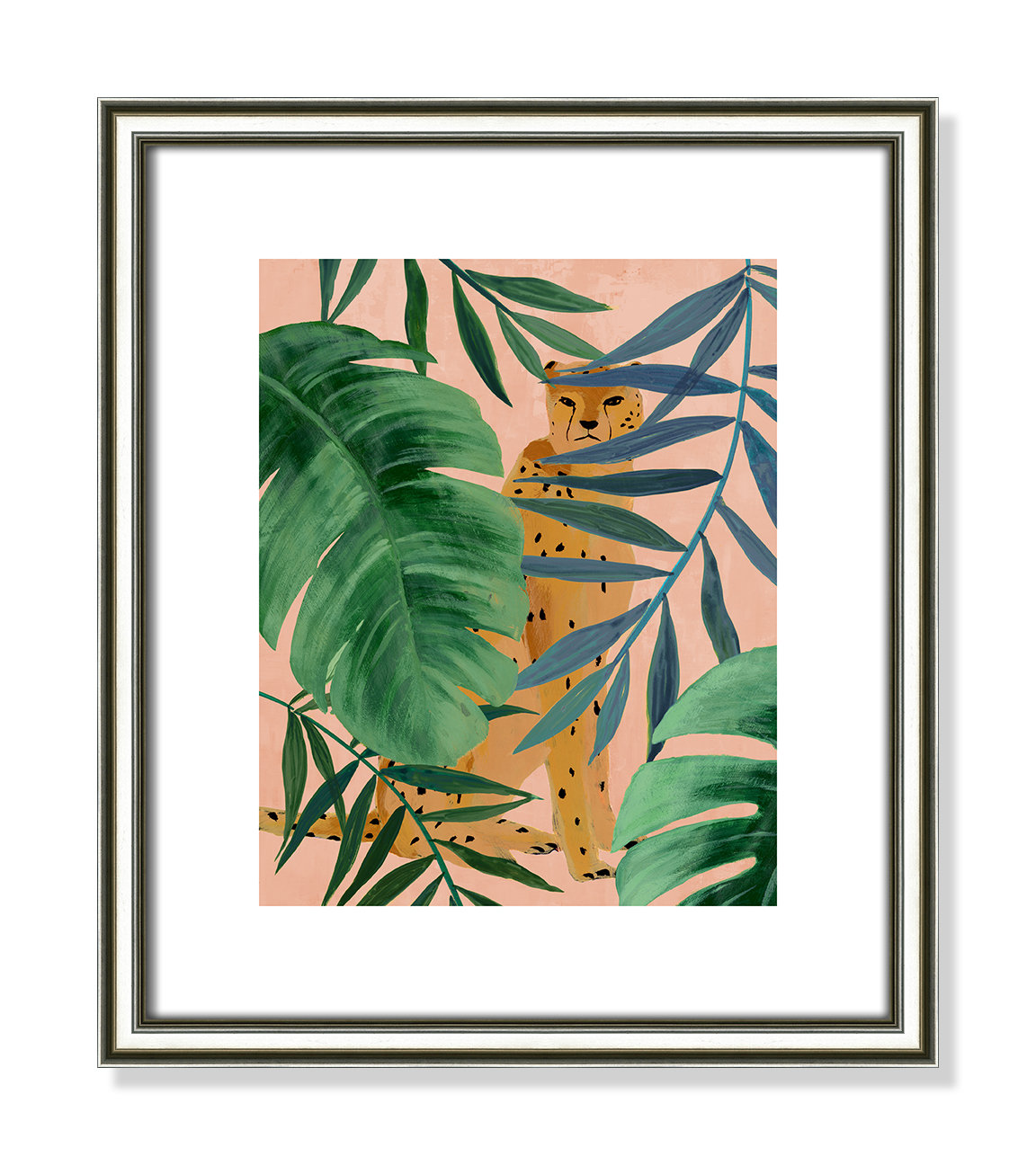 Allie "Silent Jungle" Painting by Isabelle Z, 15" H x 13" W x 0.88" D, Silver Framed Paper