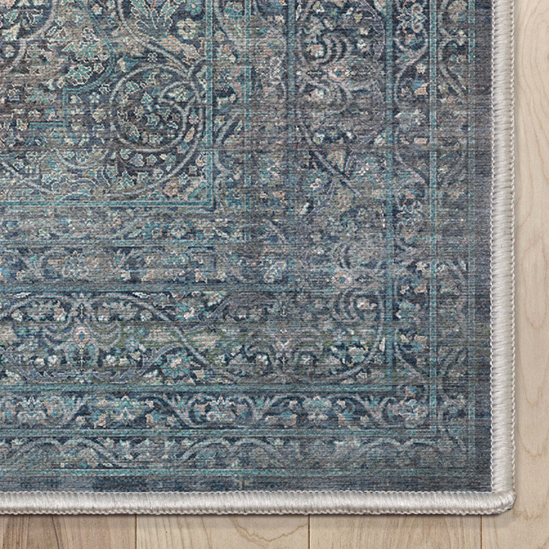  Tapis persan oriental bleu Asha Juliette, Rectangulaire 2 pi x 3 pi