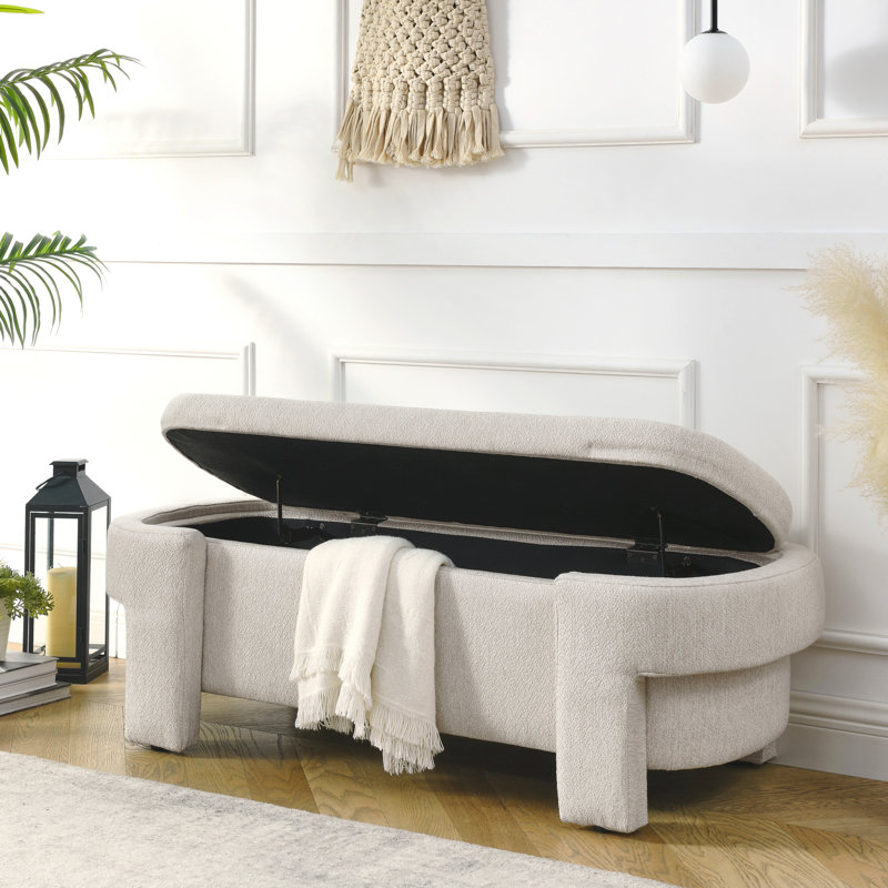 Kamrul Upholstered Storage Bench, Beige