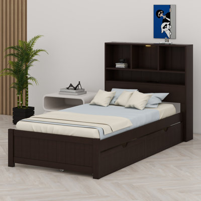 Platform Bed With Bookcase Headboard