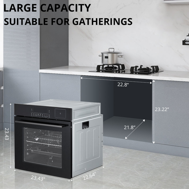 24" Electric Wall Oven with Convection, Stainless Steel, Touch Control, 2.5 Cu. Ft., Child Safety Lock and Triple-Glass Door