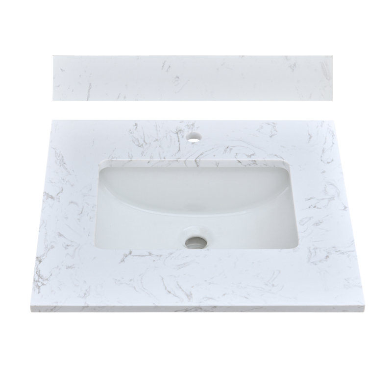 24'' Single Bathroom Vanity Top With Sink, Engineered Stone Bathroom Sink Top
