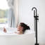 Robinet de baignoire à fixation au sol en laiton massif - Noir mat avec robinet de baignoire à main-118765967