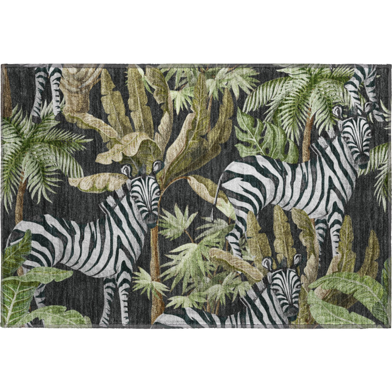 Premium Machine Washable Cerrito AMF208 Midnight Rug, Rectangle 1'8" x 2'6"