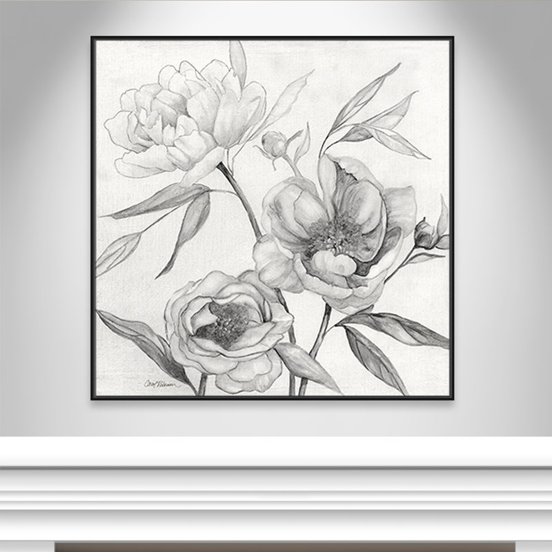 Collection Linen Peony, H 46,5 po x l 46,5 po x P 2 po, Noir