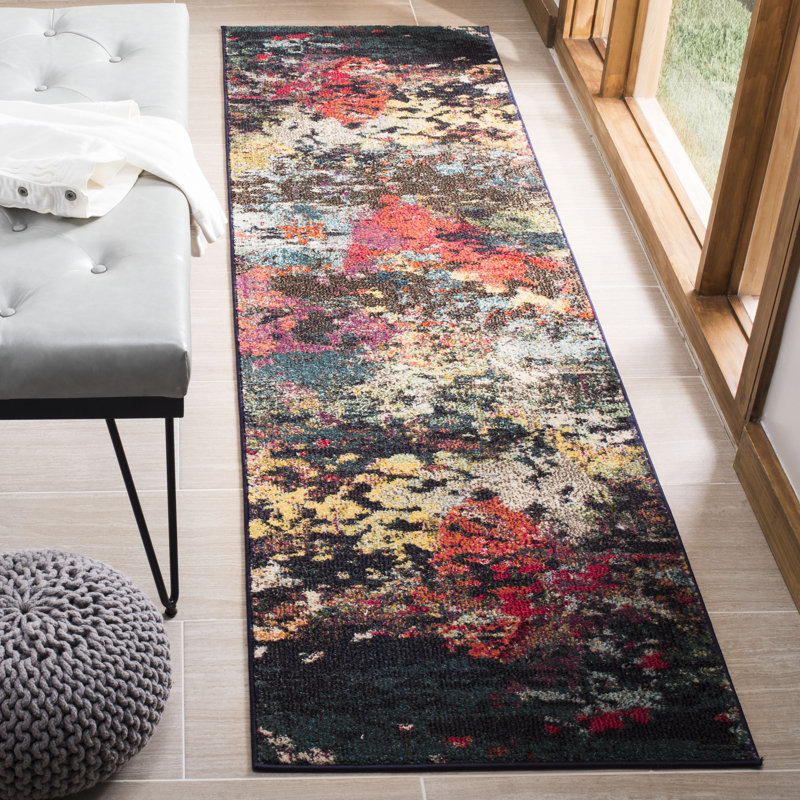 Hertzler Southwestern Wool Brown/Teal Area Rug, Runner 2'2" x 8'
