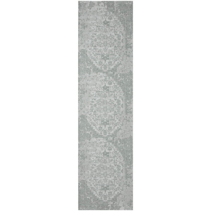 Carina Modern Washable Rugs in Green | 6961, Runner 80 x 300cm
