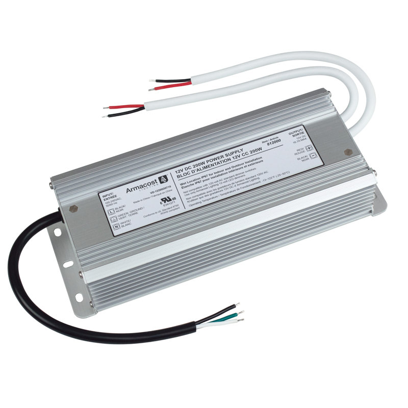 Silver 200W 12V DC Indoor/Outdoor LED Driver