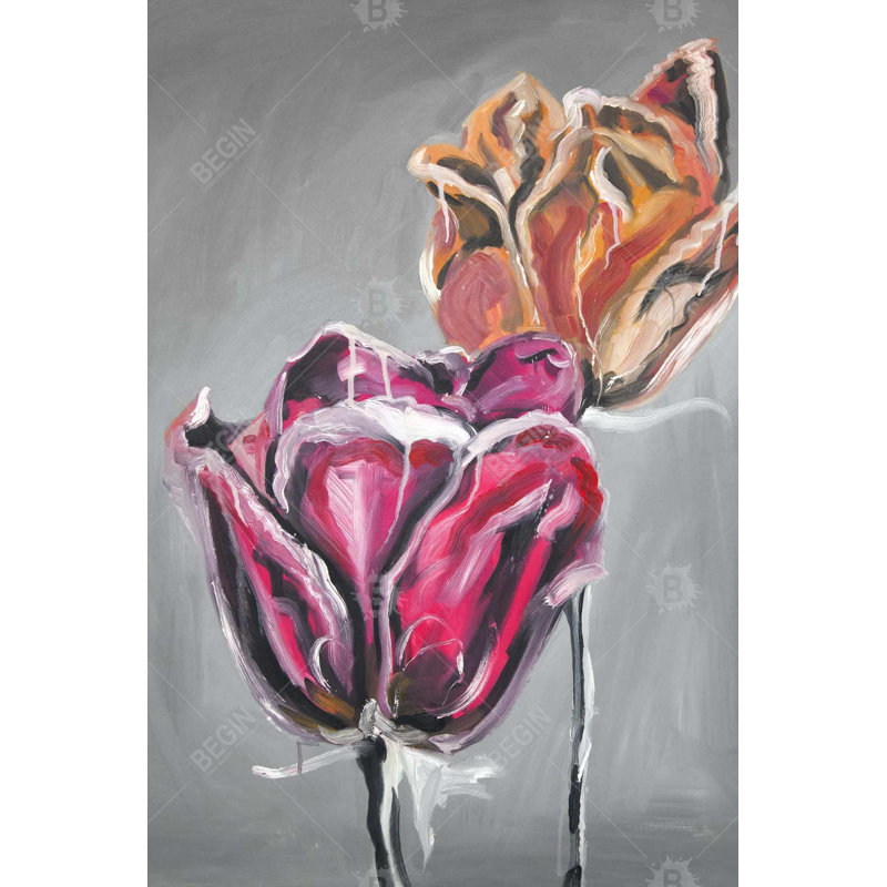 Abstract tulips Bath Mat with Non-Slip Backing - Quick Dry Memory Foam Bathroom Rug - Absorbent - Modern Plush Spa-Style - Machine Washable