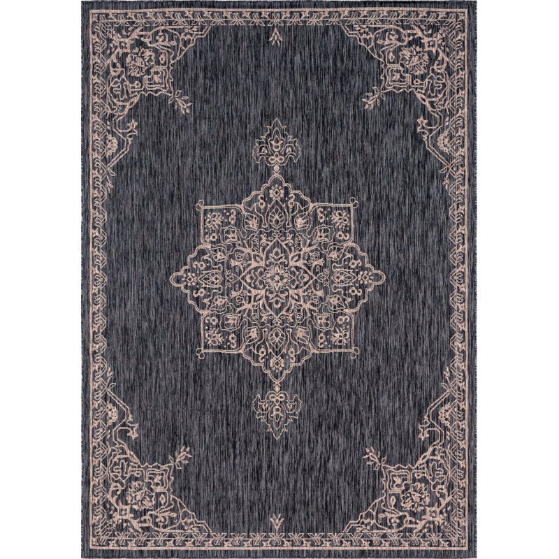 Tapis oriental beige / noir Cowgill, Rectangle 8 pi x 11 pi 4 po