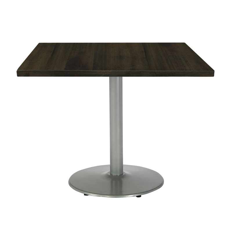 Urban Loft Square Solid Wood Breakroom Table, Barnwood, 29" H x 36" L x 36" W, Black