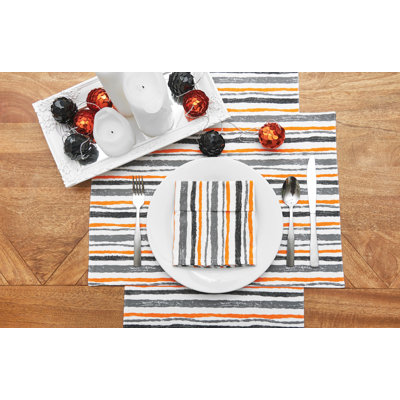 Striped 100% Cotton Halloween Table Runner